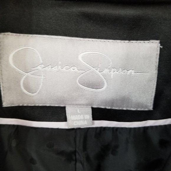 Jessica Simpson Black Cotton Blend Women's Pleated Jacket L - Picture 8 of 9